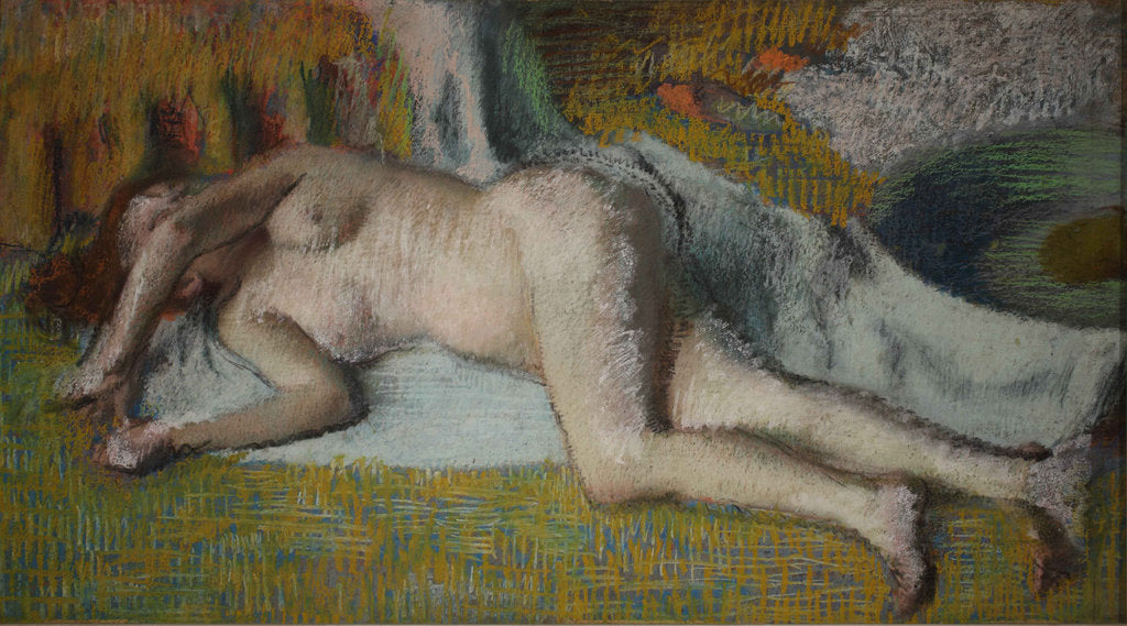 Detail of Rest after the bath (Après le bain femme nue chouchée), 1885-1887 by Anonymous
