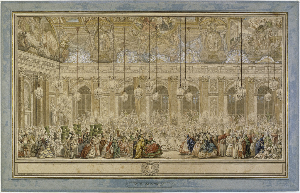 Detail of Decoration of the Hall of Mirrors in Versailles, on the occasion of the marriage of the Dauphin, on by Anonymous