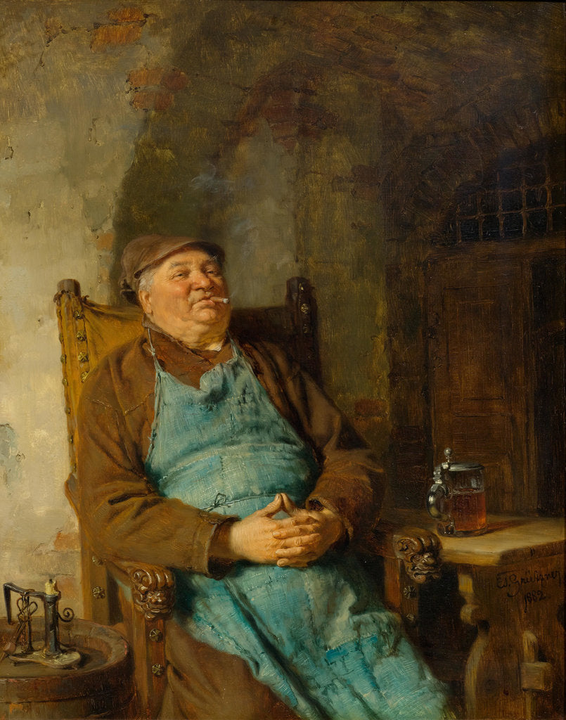 Detail of Brew master smoking a cigar, 1882 by Anonymous