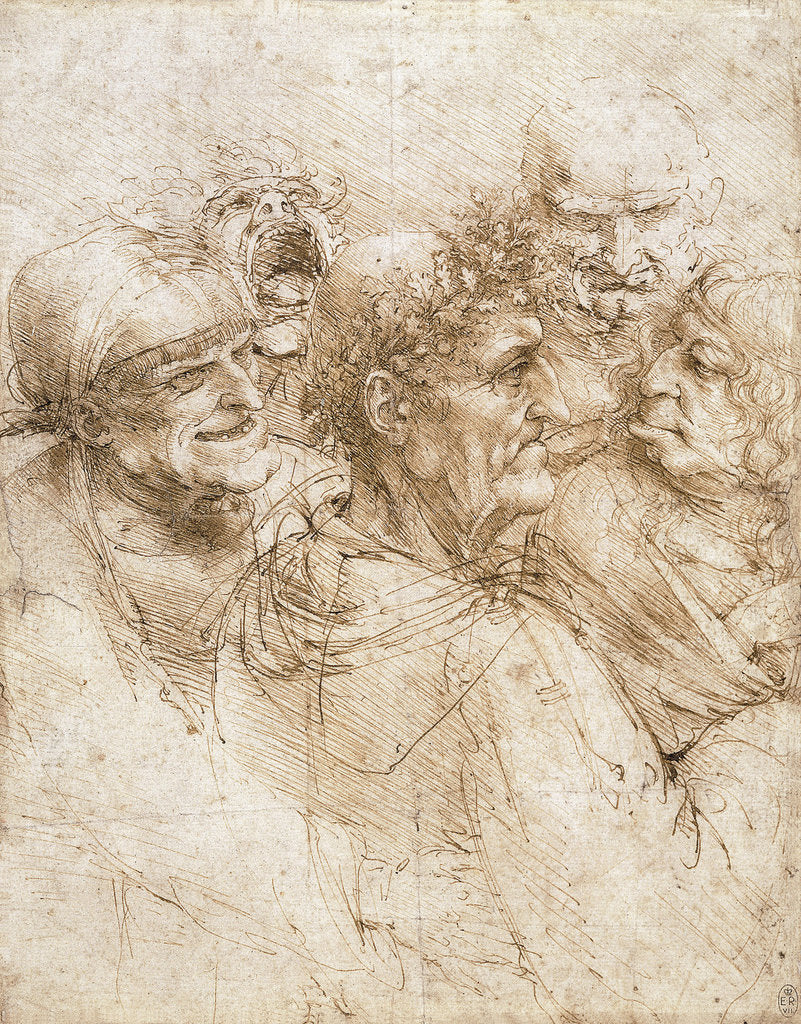 Detail of A group of five grotesque heads, ca 1493 by Anonymous