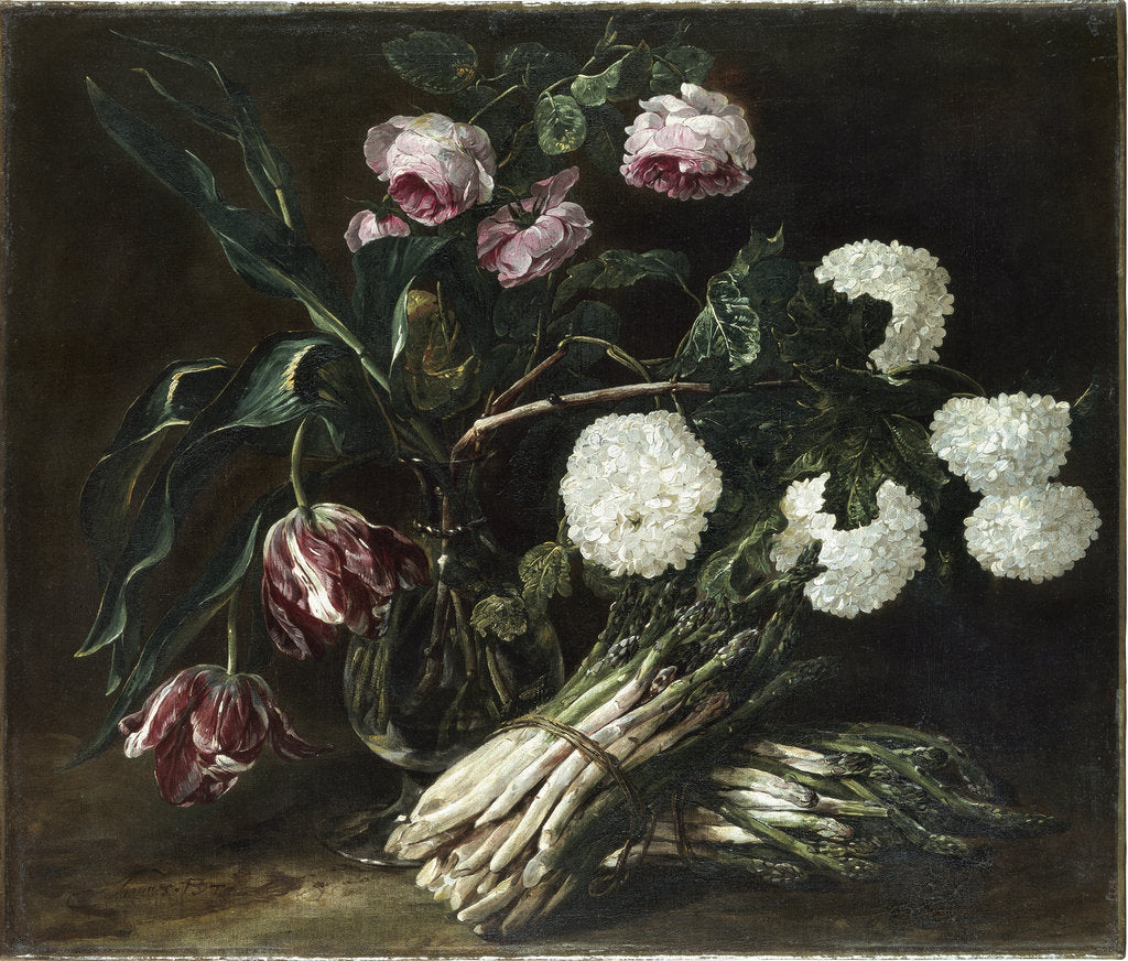 Detail of Vase of Flowers and two Bunch of Asparagus, c. 1650 by Anonymous