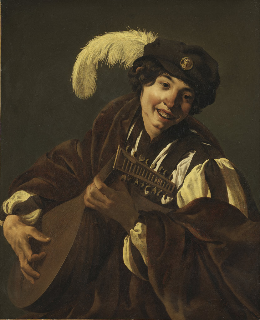 Detail of A Boy Playing the Lute (Hearing by Anonymous