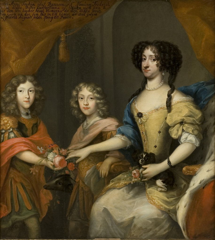 Detail of Anna Sophie of Denmark, Electress of Saxony with sons John George and Frederick Augustus by Anonymous