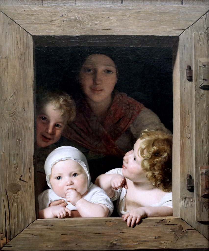 Detail of Young Peasant Woman with Three Children at the Window, 1840 by Anonymous