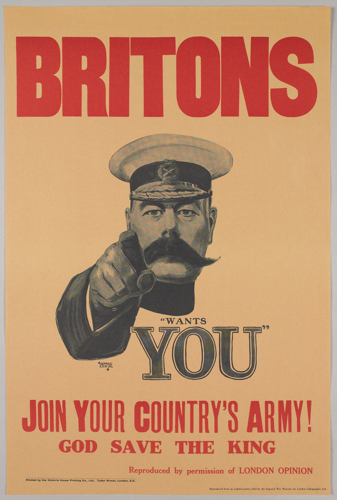 Detail of Britons, Lord Kitchener Wants You. Join Your Countrys Army!, 1914 by Anonymous