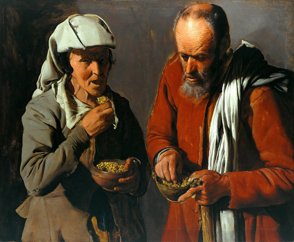 Detail of Peasant Couple eating Peas, c. 1620 by Anonymous