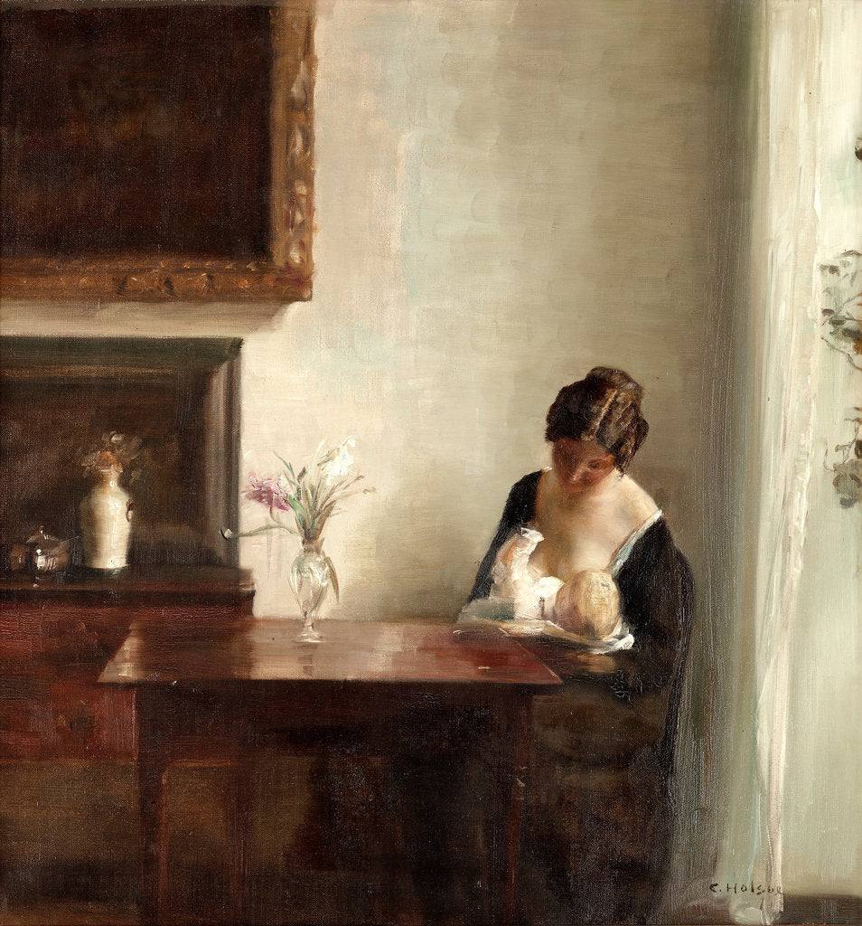 Detail of Interior with Mother and Child by Anonymous