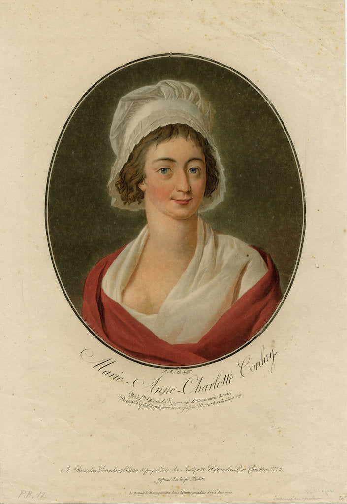 Detail of Portrait of Charlotte Corday, 1793 by Anonymous
