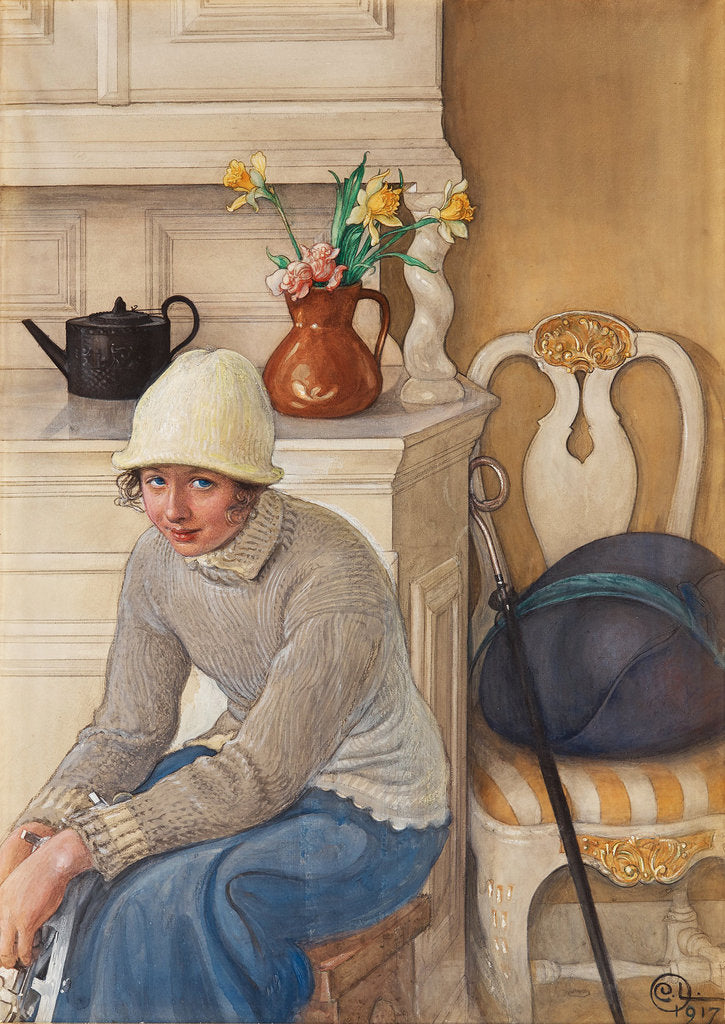 Detail of Girl with ice skates, 1917 by Anonymous
