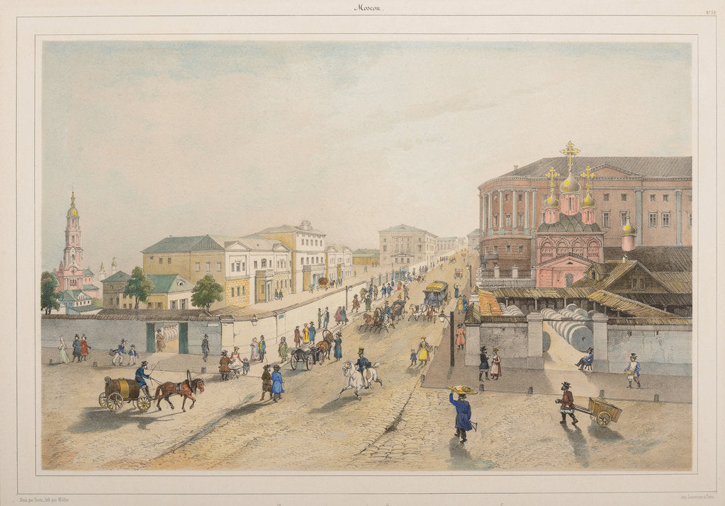 Detail of The Imperial post office and the School of Painting and Sculpture of the Moscow Art Society, 1840s by Anonymous