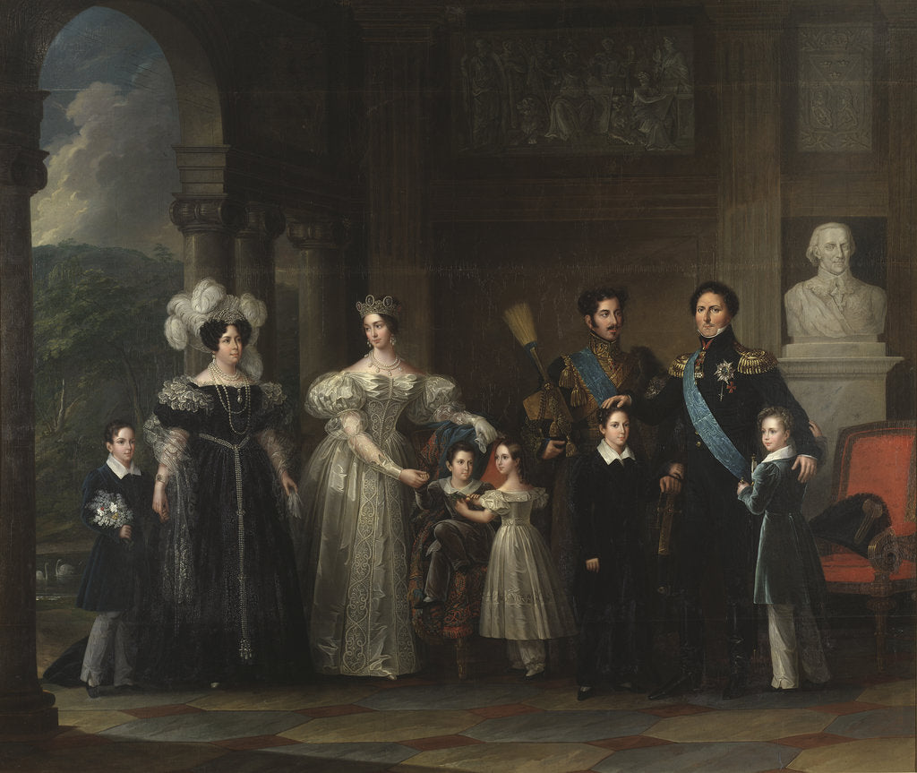 Detail of Bernadotte Family: Oscar I, Desideria, Josephine, Charles XV, Oscar II, Charles XIV John, Prince Gus by Anonymous