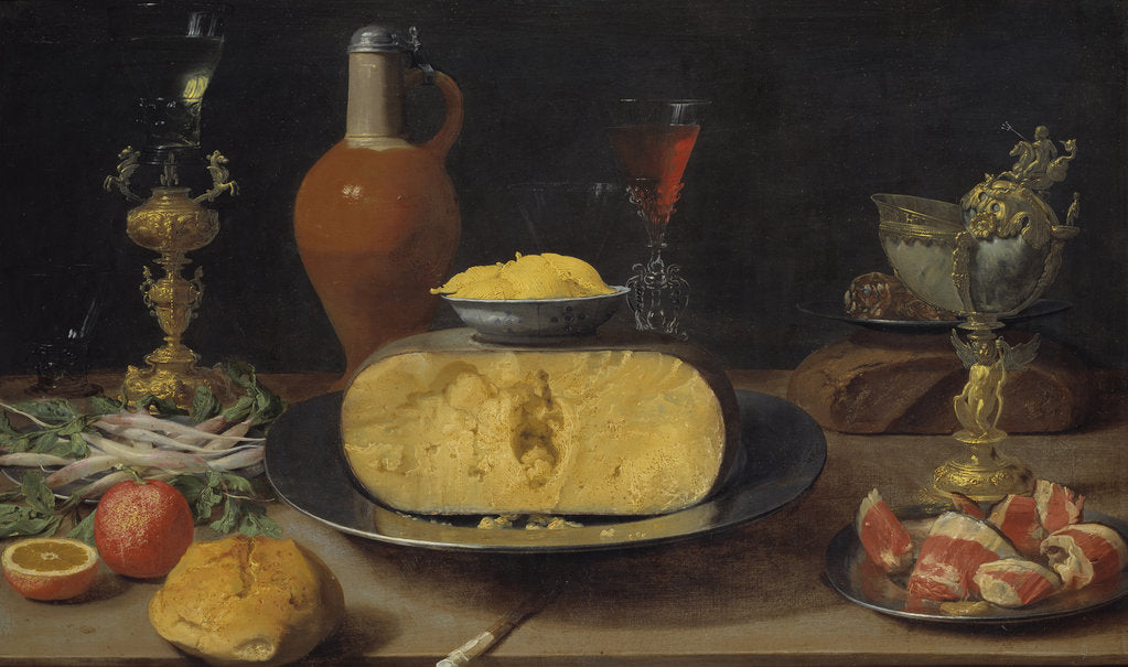 Detail of Breakfast Still Life with Cheese and Goblet by Anonymous
