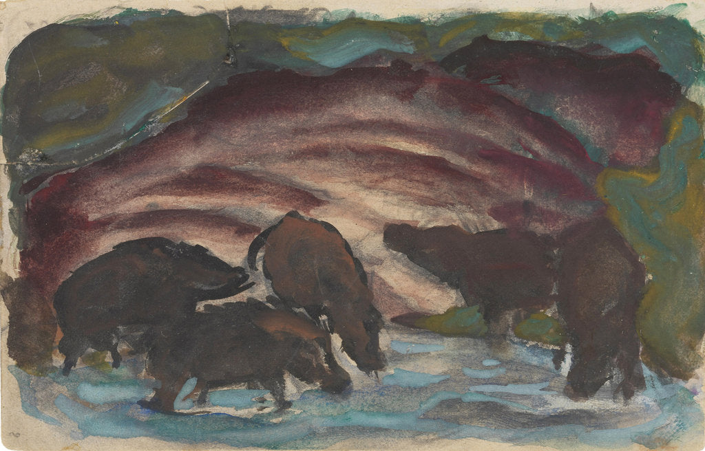 Detail of Wild Boars in the Water, 1910-1911 by Anonymous