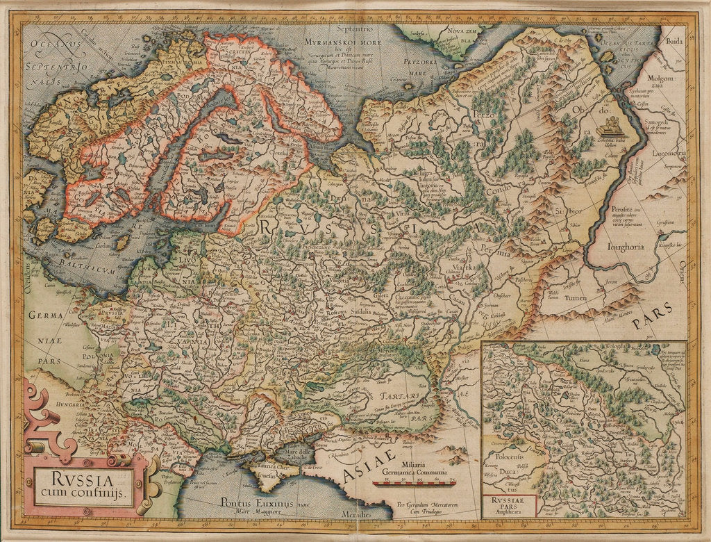 Detail of Russia cum Confinijs. Map of Russia, ca 1595 by Anonymous