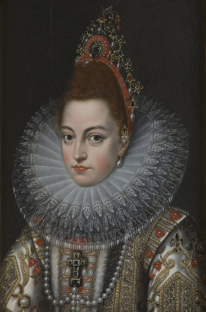 Detail of Portrait of Infanta Isabella Clara Eugenia of Spain, c. 1598 by Anonymous