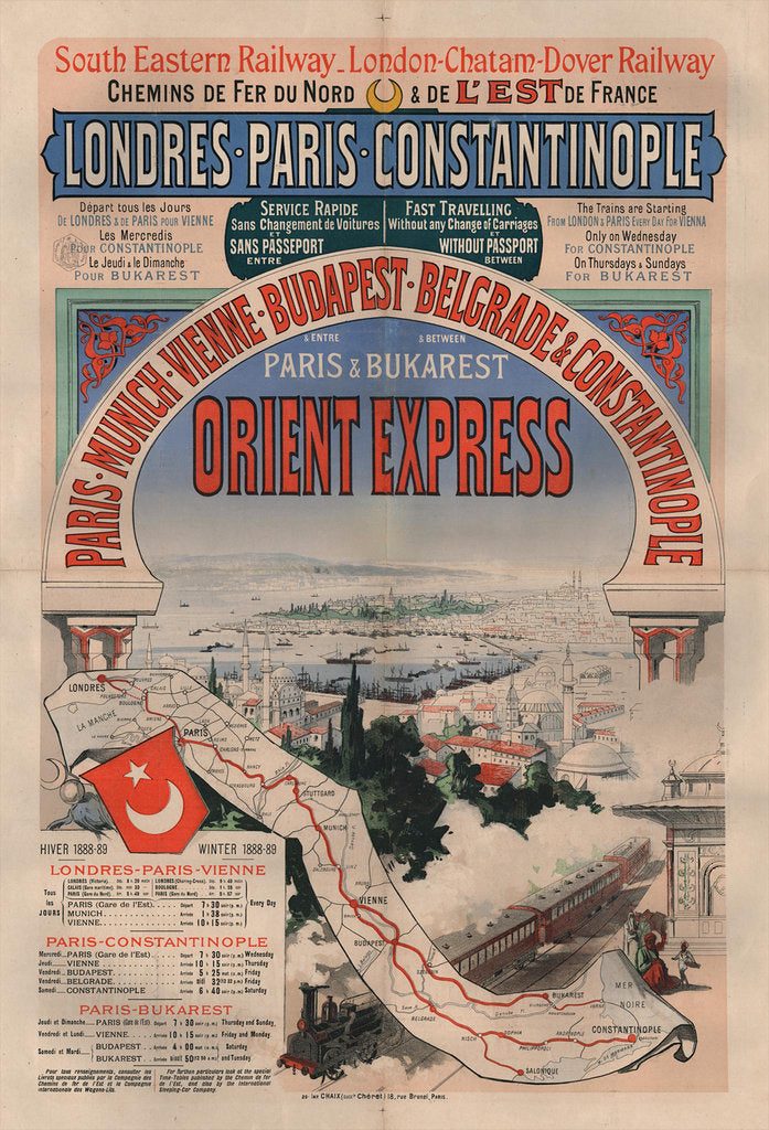 Detail of Poster advertising the Orient Express, 1888 by Anonymous