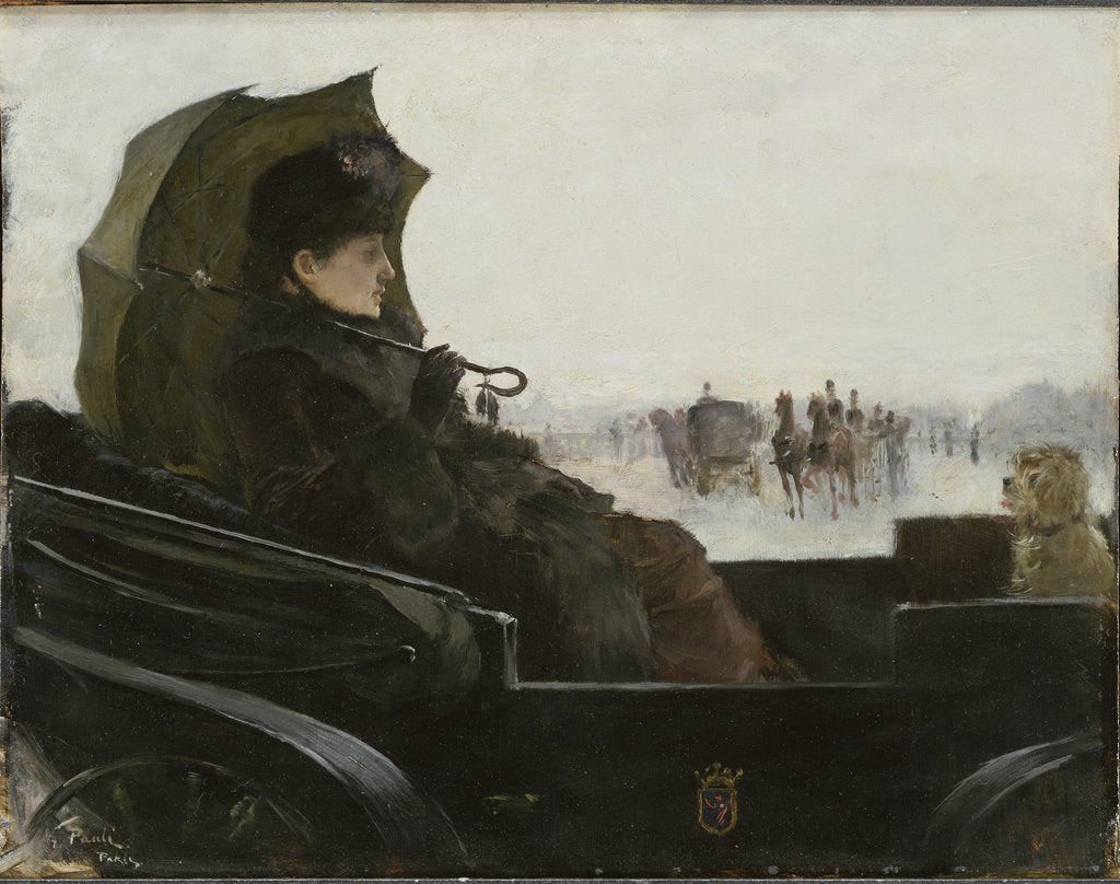 Detail of Lady in a landau carriage, Paris, 1882-1883 by Anonymous