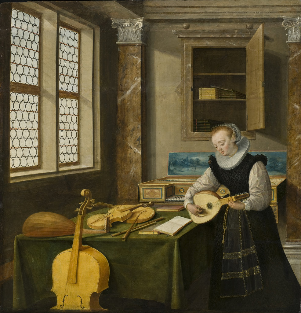 Detail of Lady Playing the Lute by Anonymous