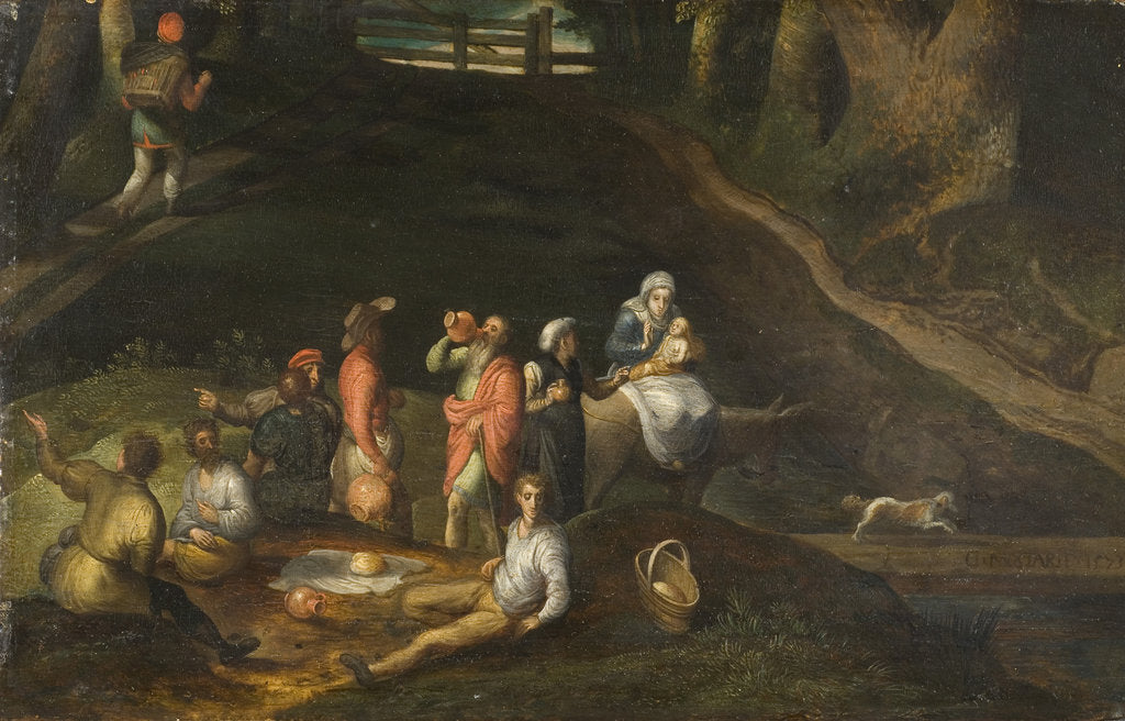 Detail of Landscape with the Holy Family, 1573 by Anonymous