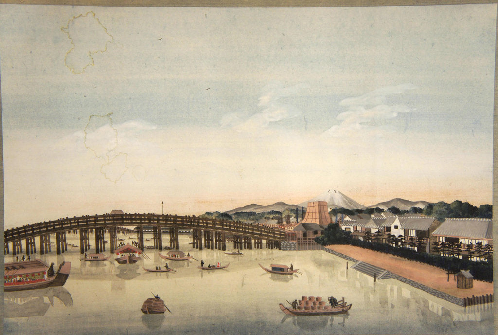 Detail of View of the Ryogokubashi over the Sumidagawa River in Edo, 1823-1829 by Anonymous