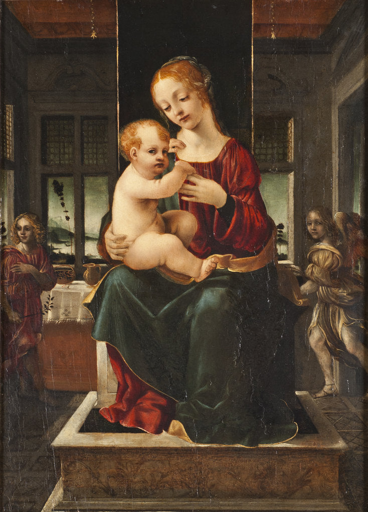 Detail of The Virgin and Child with Two Angels, Late 15th cen by Anonymous