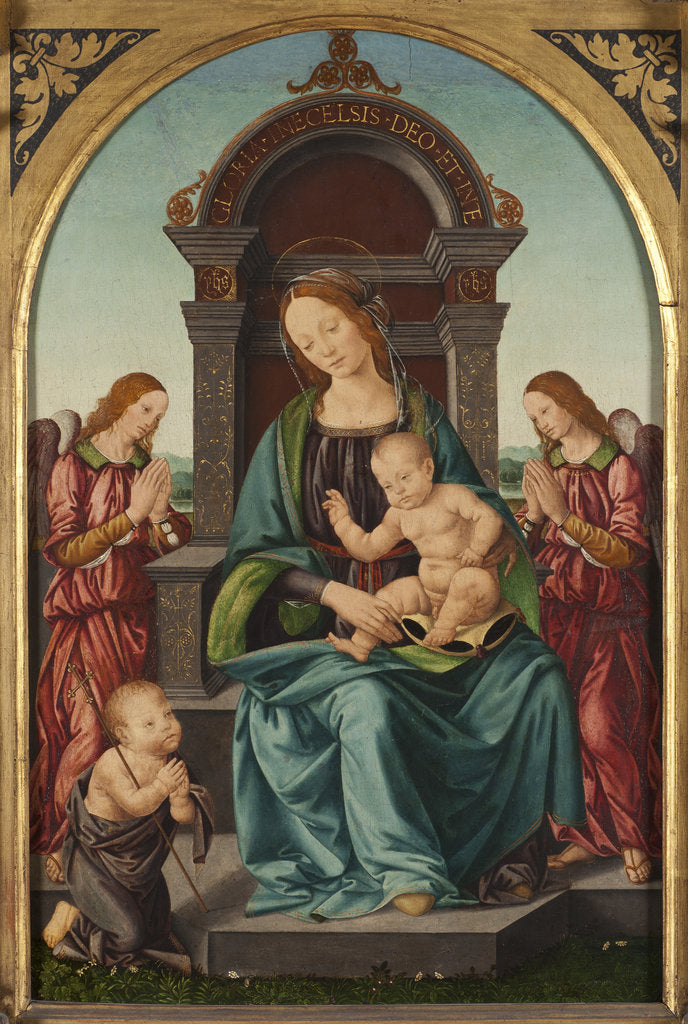 Detail of The Madonna and Child with the Infant Saint John and Two Angels by Anonymous