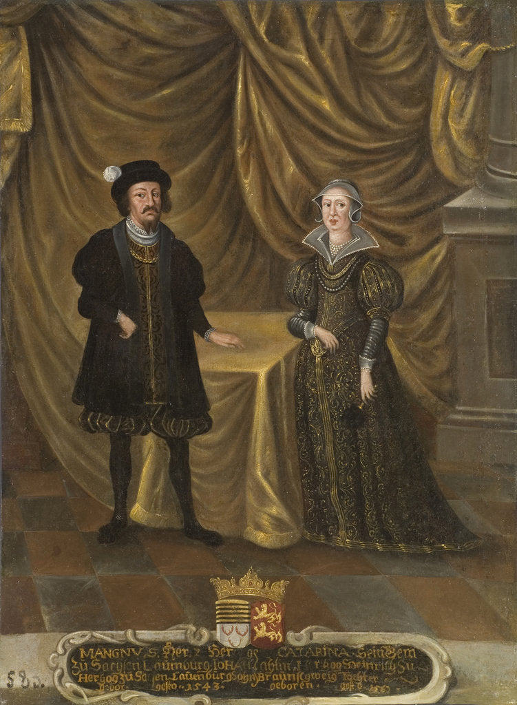 Detail of Magnus I, Duke of Saxe-Lauenburg and Catherine of Brunswick-Wolfenbüttel, Du by Anonymous