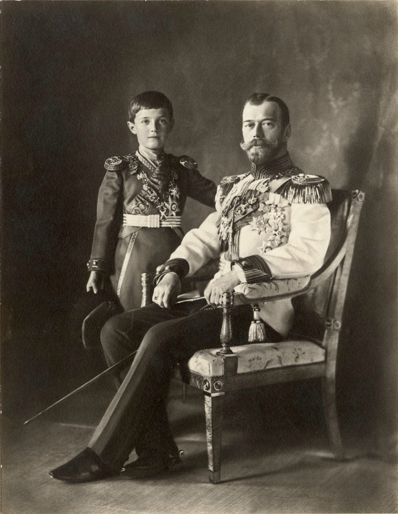 Detail of Tsar Nicholas II and Tsarevich Alexei, c. 1910 by Anonymous