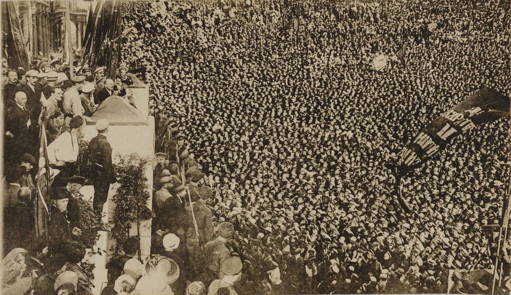 Detail of Vladimir Lenin at the opening ceremony of the II Comintern World Congress in Petrograd on July 19, 1 by Anonymous