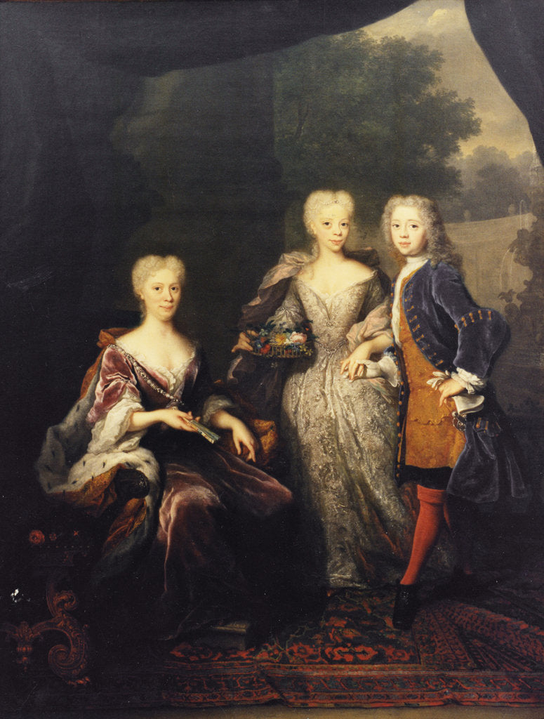 Detail of Landgravine Marie Louise of Hesse-Kassel, Princess of Orange, with children by Anonymous