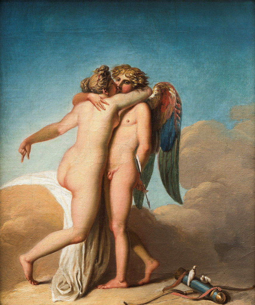 Detail of Cupid and Psyche embrace each other by Anonymous