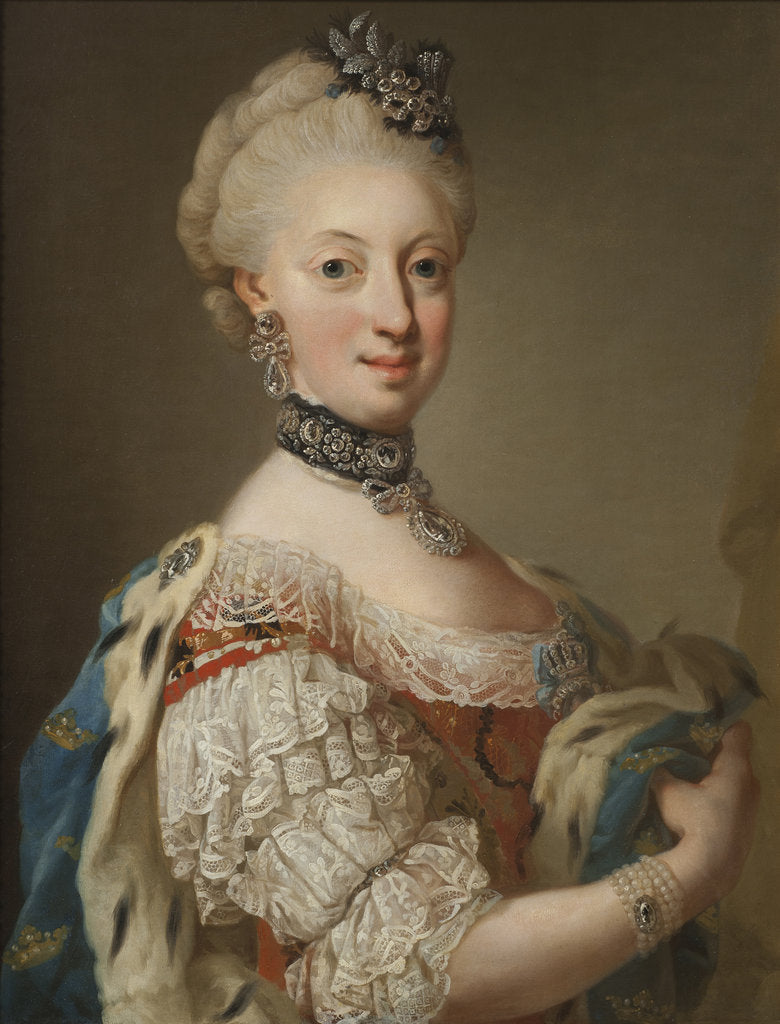 Detail of Portrait of Sophia Magdalena of Denmark, Queen of Sweden, 1768 by Anonymous