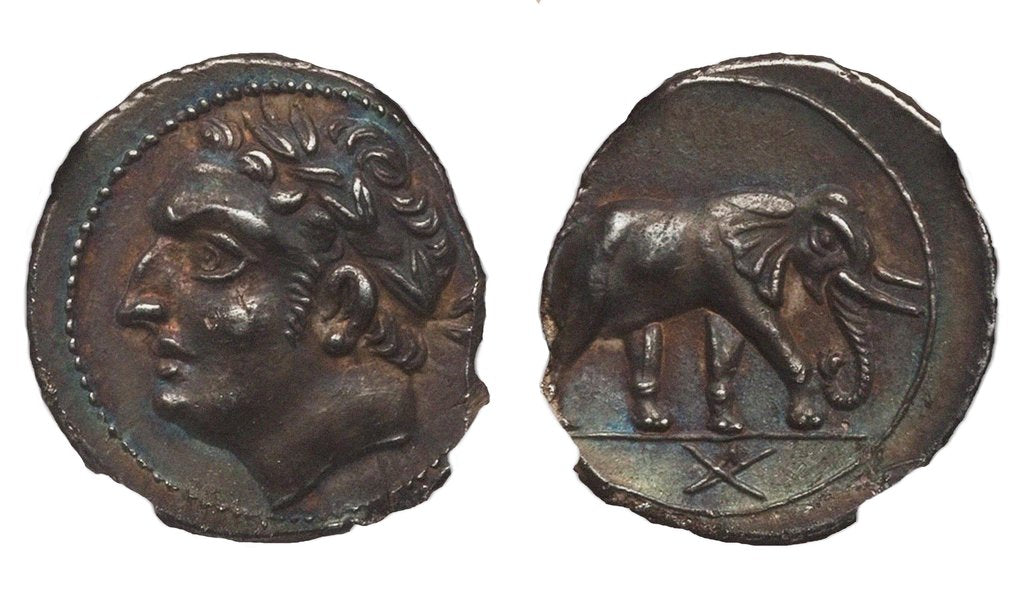 Detail of Coin of Hannibal Barca. Carthage. (Obverse: Hannibal, Reverse: Elephant), ca. 213-210 BC by Anonymous
