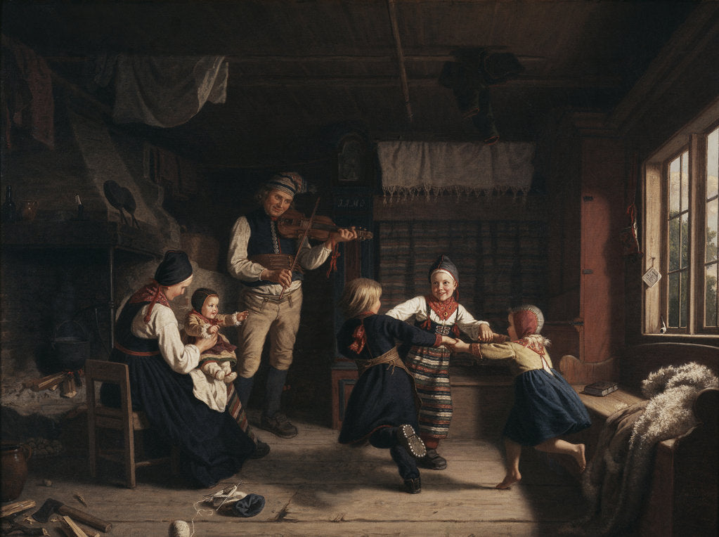 Detail of Sunday Evening in a Farmhouse in Dalarna, 1860 by Anonymous