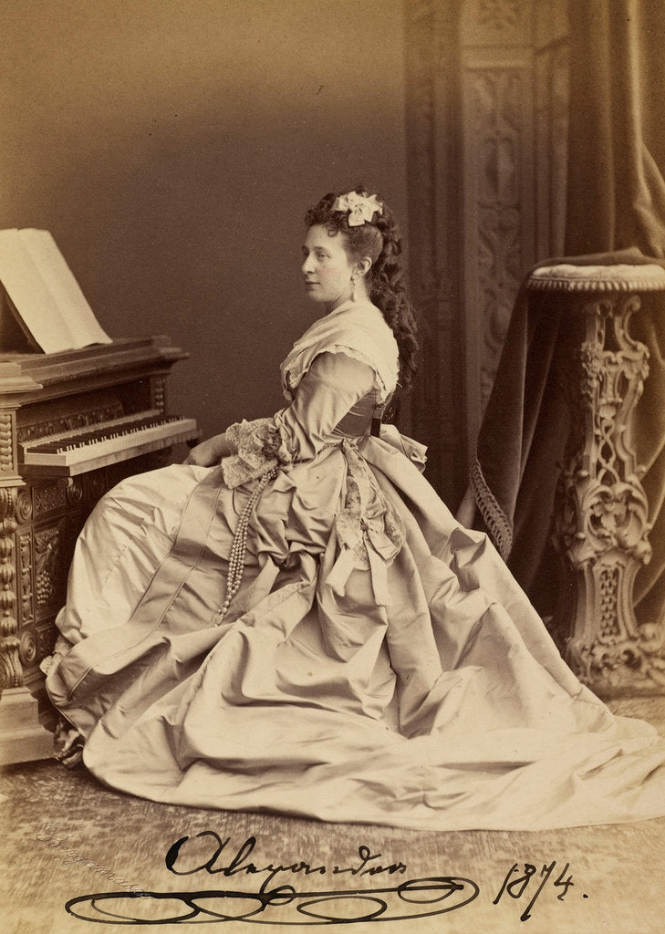 Detail of Portrait of Grand Duchess Alexandra Iosifovna of Saxe-Altenburg, 1874 by Anonymous