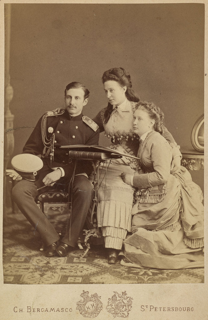Detail of Grand Duchess Alexandra Iosifovna, Grand Duke Nicholas Constantinovich and Grand Duchess Vera Consta by Anonymous