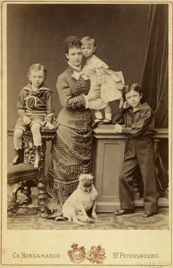 Detail of Grand Duchess Maria Fyodorovna with children, Nicholas Alexandrovich, George Alexandrovich and Xenia by Anonymous