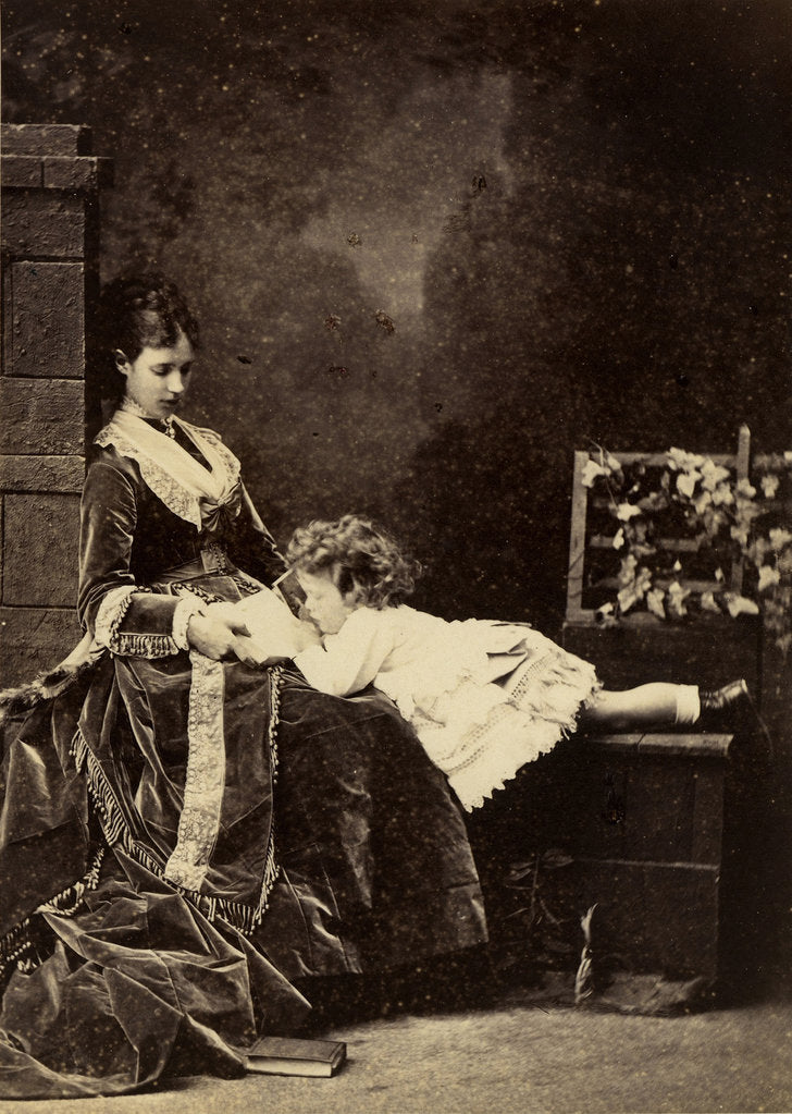 Detail of Grand Duchess Maria Fyodorovna with son, Nicholas Alexandrovich, 1872 by Anonymous