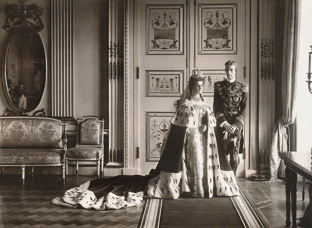 Detail of Grand Duchess Maria Pavlovna and Prince Wilhelm, Duke of Södermanland. Wedding photo in Catherine Pa by Anonymous