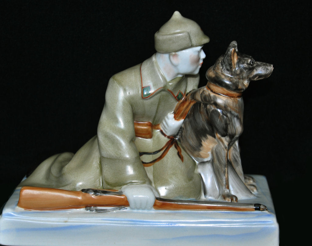 Detail of Soviet border guard with his dog, End 1930s by Anonymous
