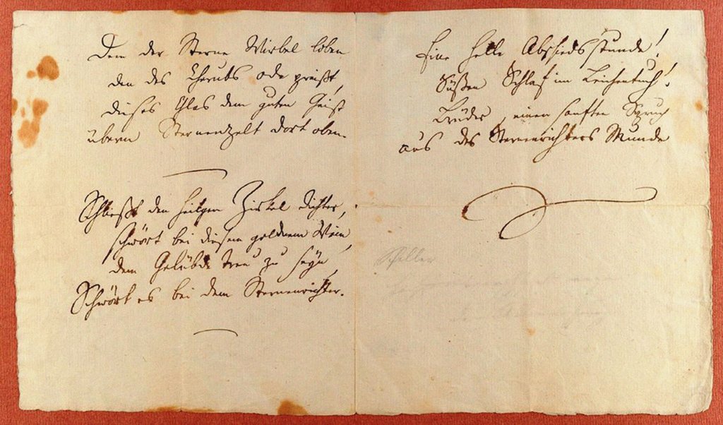 Detail of From the Ode to Joy (An die Freude). Autograph manuscript, 1785 by Anonymous