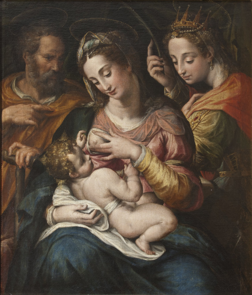 Detail of The Holy Family with Saint Catherine by Anonymous