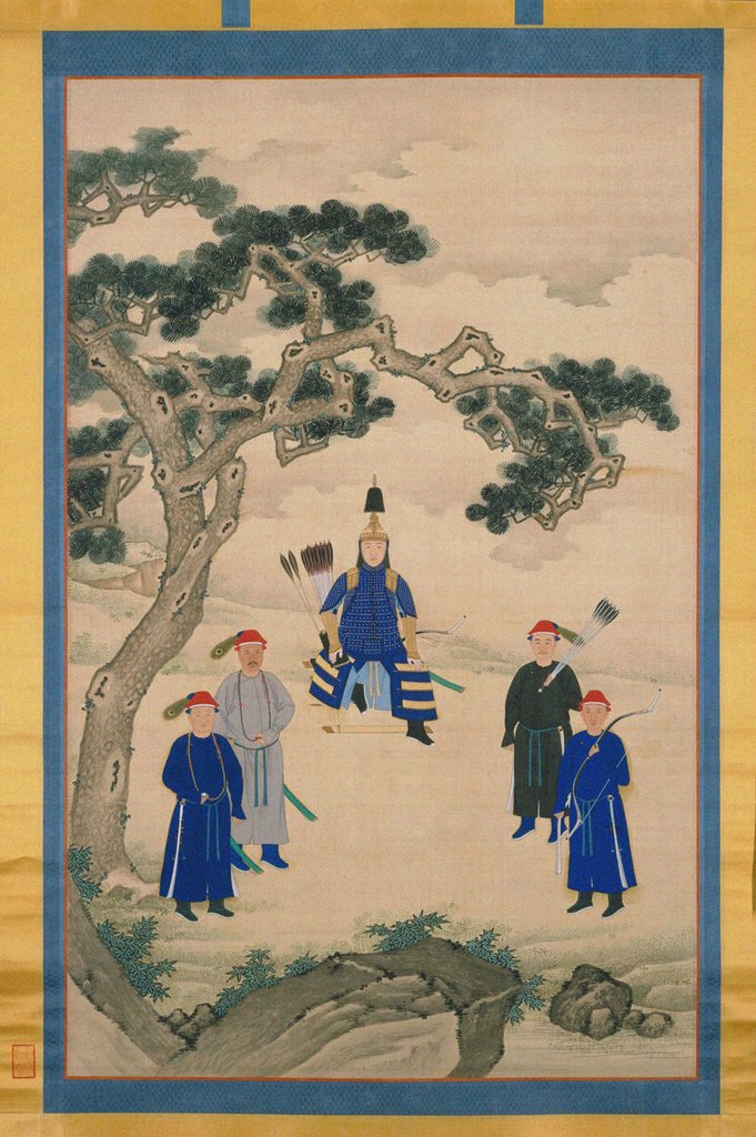 Detail of The Kangxi Emperor in Martial Attire. Hanging scroll, Second Half of the 17th cen by Anonymous