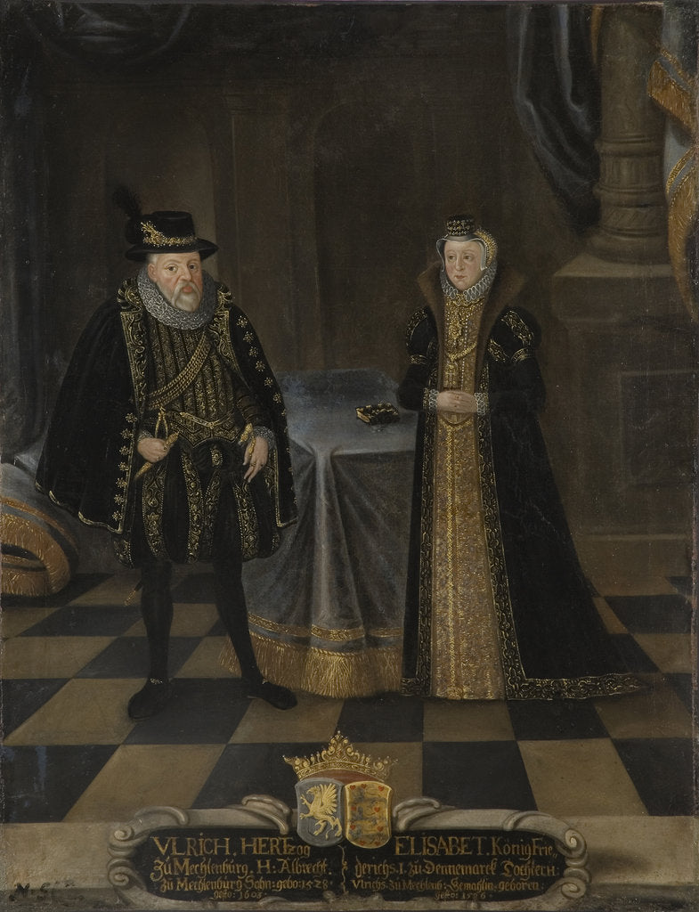 Detail of Portrait of Ulrich III, Duke of Mecklenburg and Elizabeth of Denmark, Duches by Anonymous