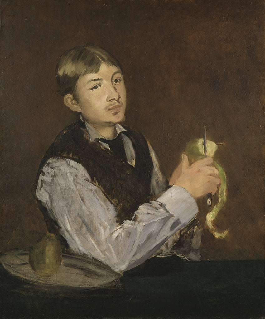 Detail of Young Boy Peeling a Pear by Anonymous