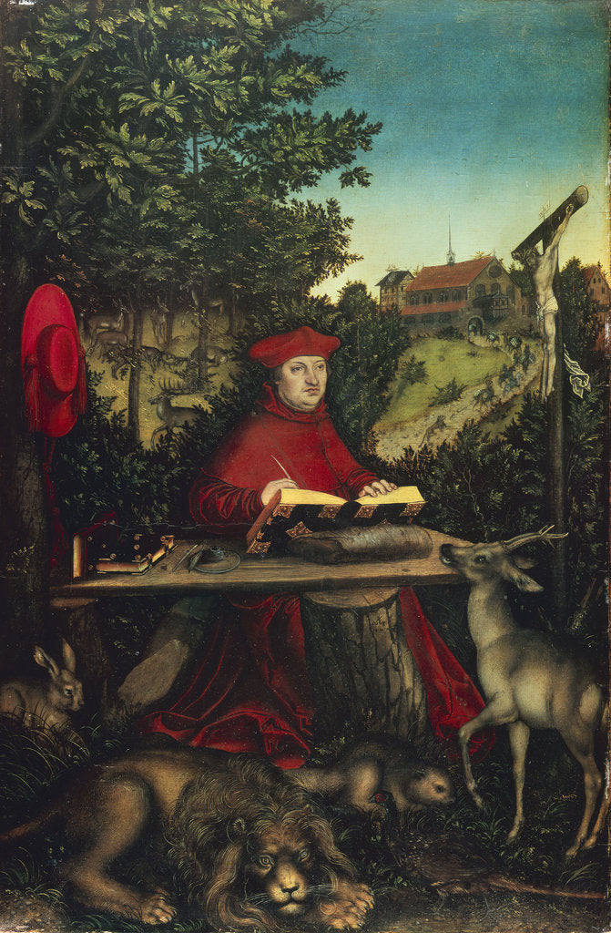 Detail of Cardinal Albrecht of Brandenburg as Saint Jerome, 1527 by Anonymous