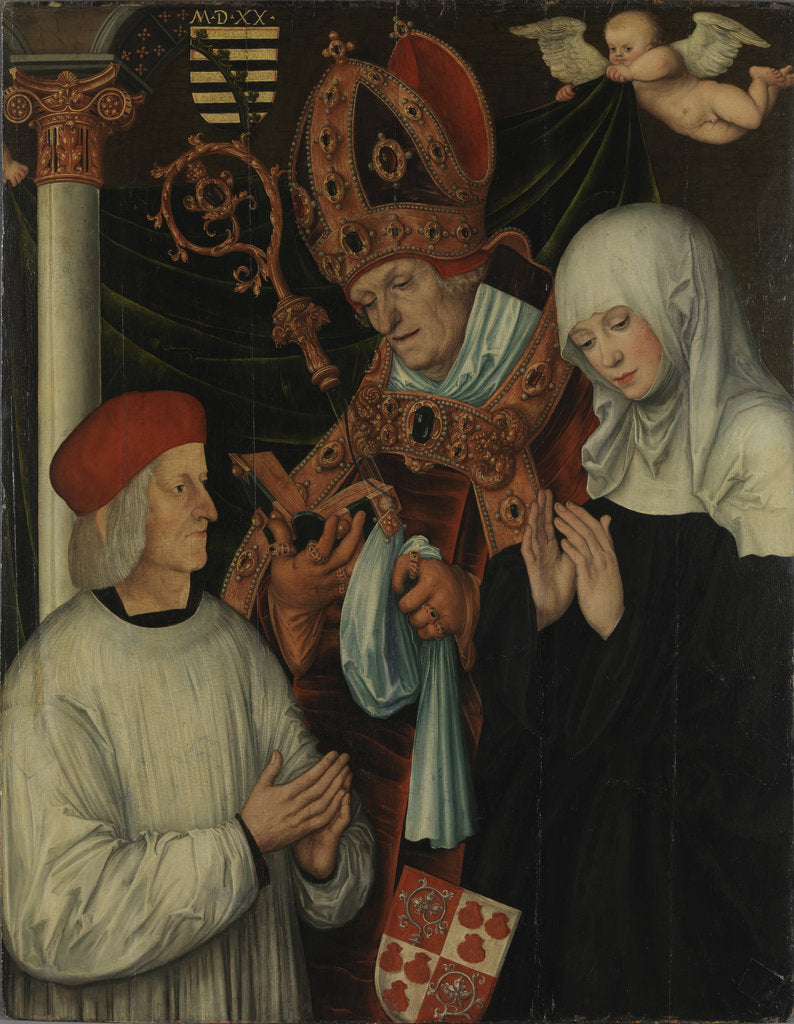 Detail of Gabriel of Eyb, Bishop of Eichstätt, with Saints Willibald and Walburga, 1520 by Anonymous