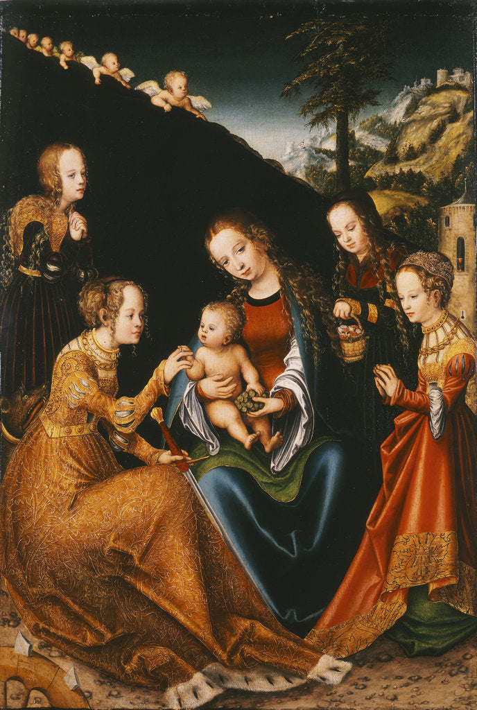 Detail of The Mystic Marriage of Saint Catherine of Alexandria with Saints Dorothy, Margaret and Barbara, ca 1 by Anonymous
