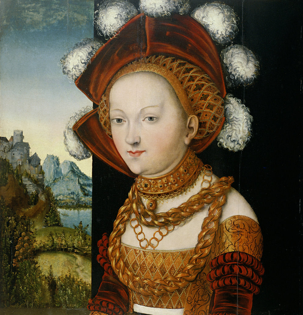 Detail of A finely dressed young Lady, ca 1530 by Anonymous