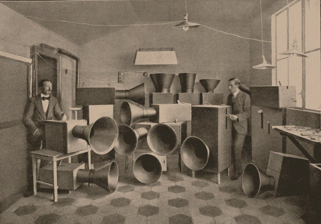 Detail of Intonarumori. Luigi Russolo and Ugo Piatti in the Studio in Milan by Anonymous